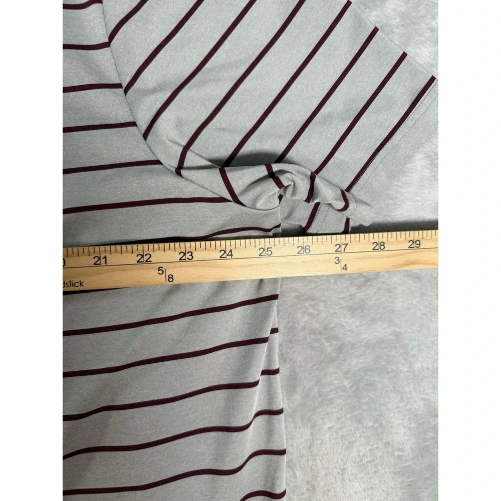 Polo Ralph Lauren Shirt Men's XL Grey Burgundy Striped Performance Polo